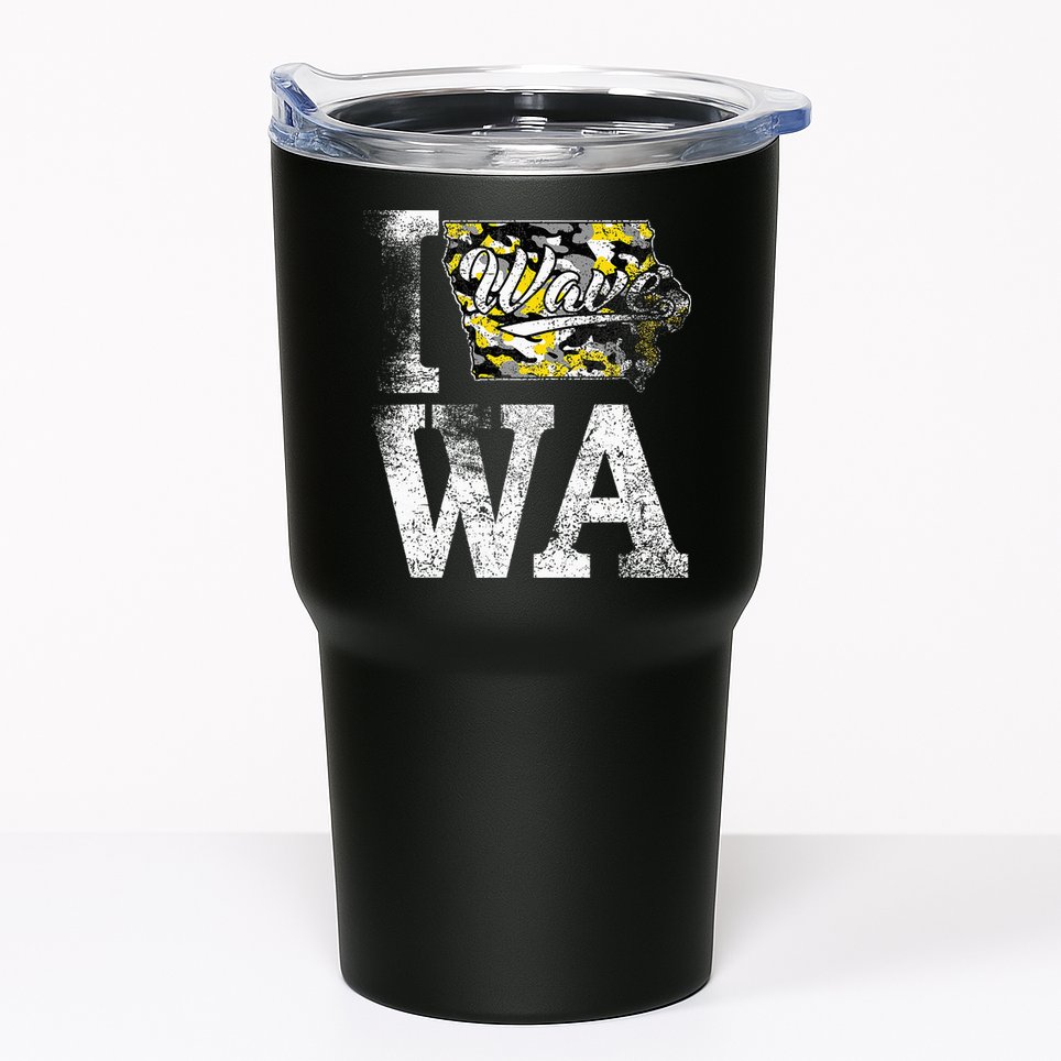 Vintage State of Iowa Trendy Wave Iowans Black Yellow Design Tumbler