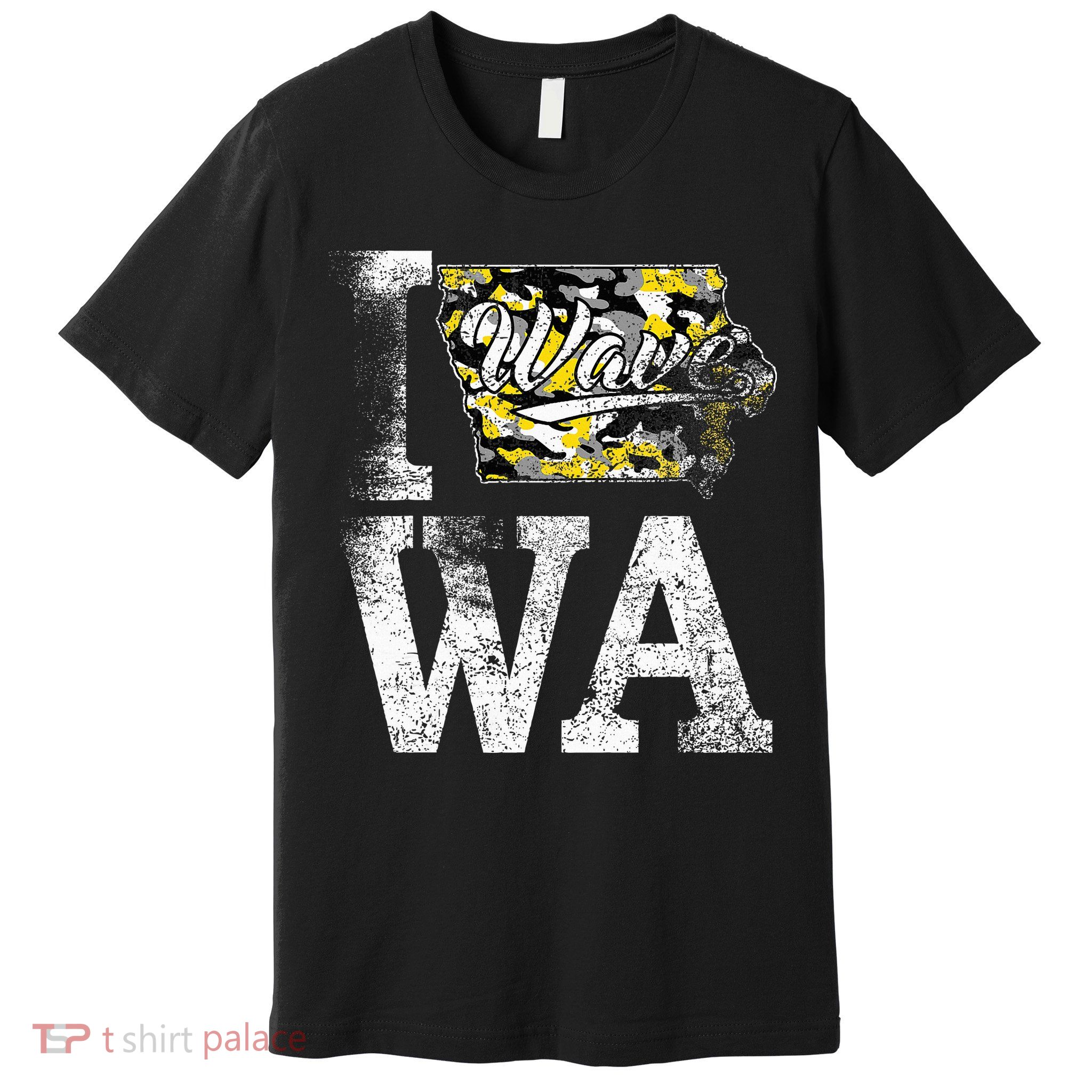 Vintage State of Iowa Trendy Wave Iowans Black Yellow Design Premium T-Shirt