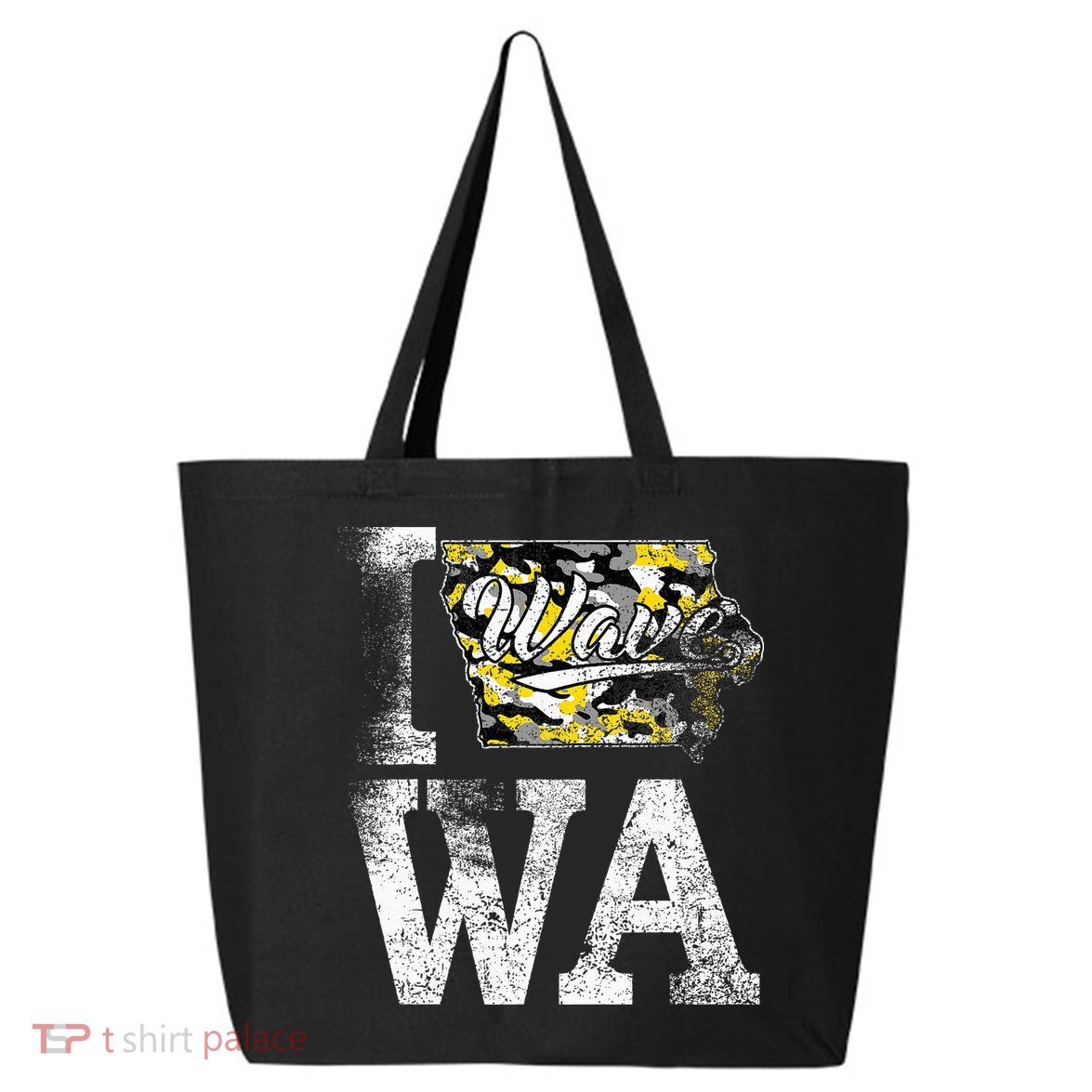 Vintage State of Iowa Trendy Wave Iowans Black Yellow Design 25L Jumbo Tote