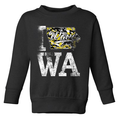 Vintage State of Iowa Trendy Wave Iowans Black Yellow Design Toddler Sweatshirt