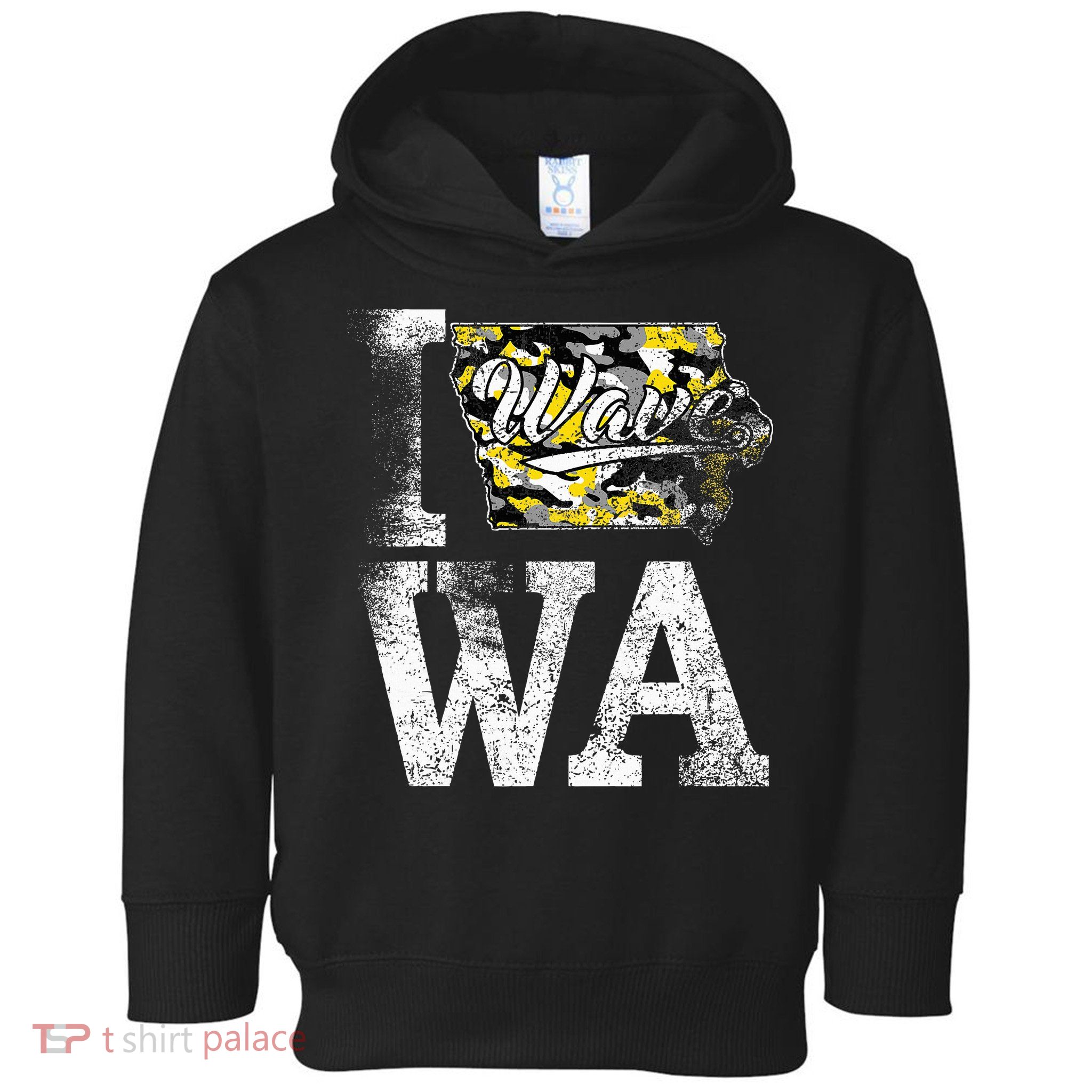 Vintage State of Iowa Trendy Wave Iowans Black Yellow Design Toddler Hoodie