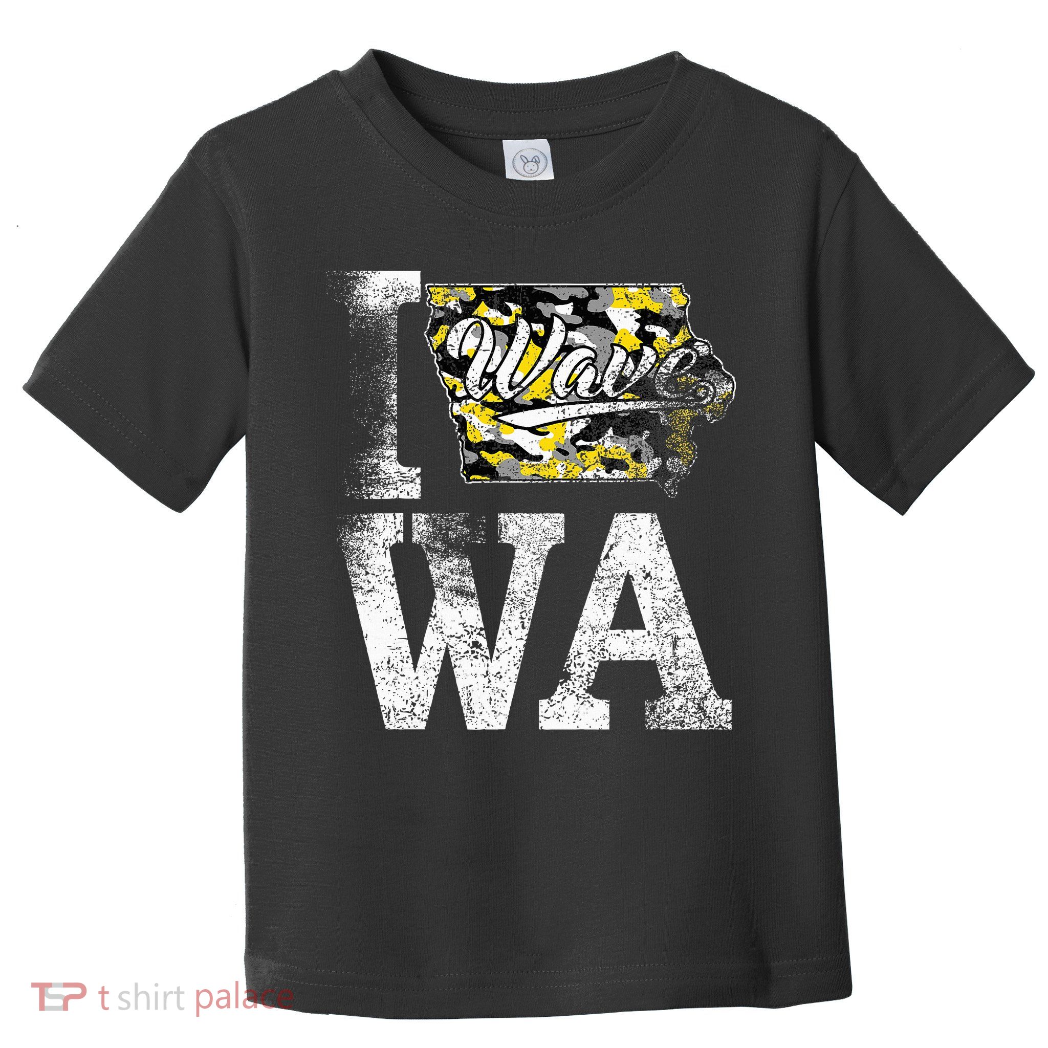 Vintage State of Iowa Trendy Wave Iowans Black Yellow Design Toddler T-Shirt