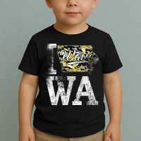 Vintage State of Iowa Trendy Wave Iowans Black Yellow Design Toddler T-Shirt