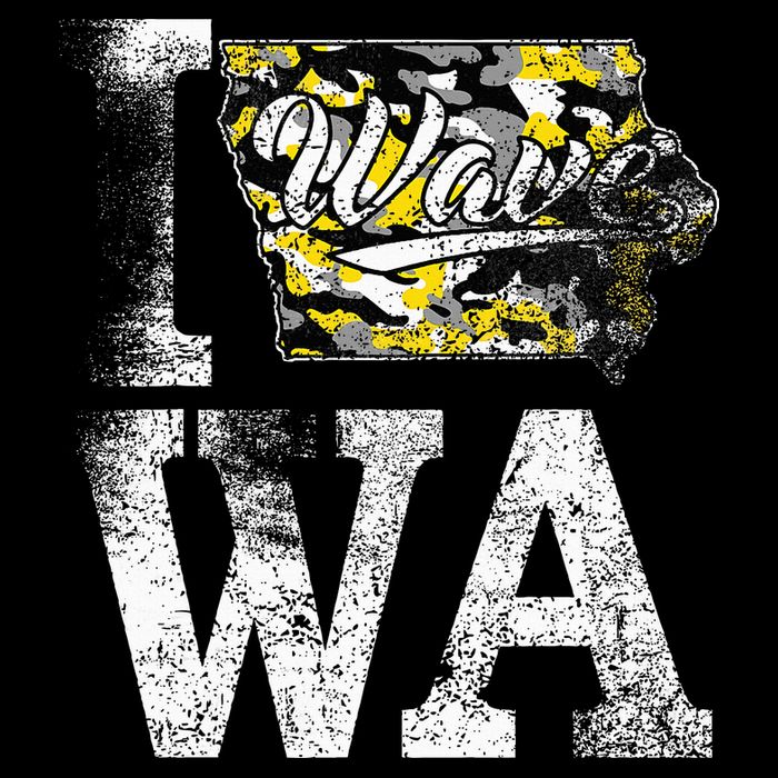Vintage State of Iowa Trendy Wave Iowans Black Yellow Design Womens T-Shirt