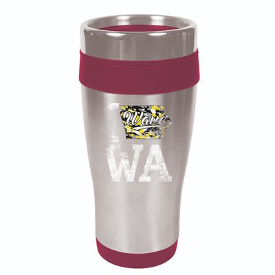 Vintage State of Iowa Trendy Wave Iowans Black Yellow Design 16oz Travel Tumbler