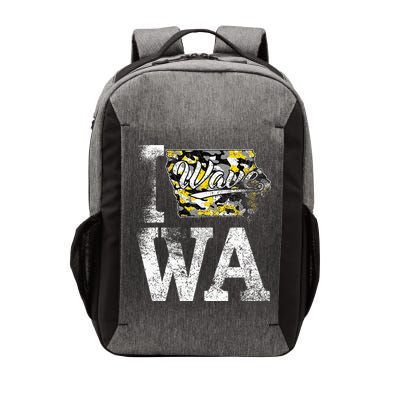 Vintage State of Iowa Trendy Wave Iowans Black Yellow Design Vector Backpack