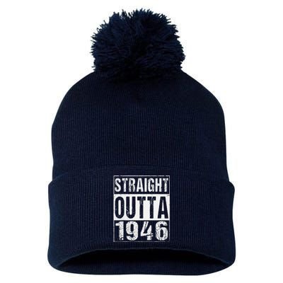 Vintage Straight Outta 1946 77th Birthday Gift 77 Years Pom Pom 12in Knit Beanie