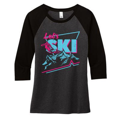 Vintage Ski Outfit 80s 90s Ski Retro Ski Long Women's Tri-Blend 3/4-Sleeve Raglan Shirt