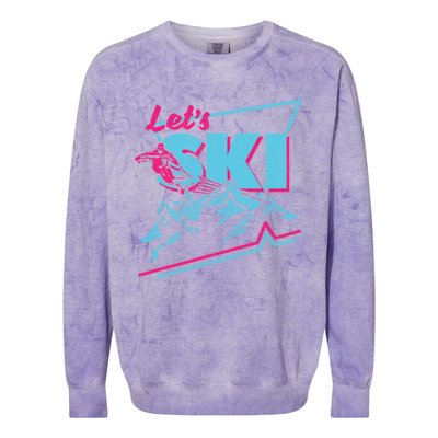 Vintage Ski Outfit 80s 90s Gift Retro Sports Crewneck Gift Colorblast Crewneck Sweatshirt