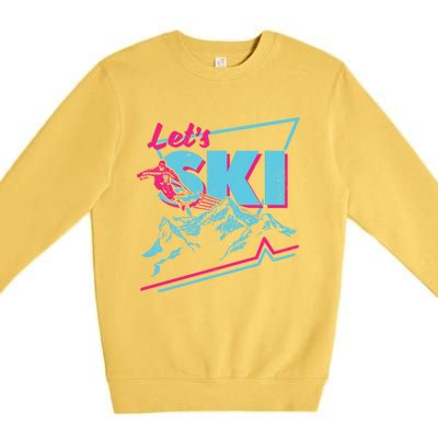 Vintage Ski Outfit 80s 90s Gift Retro Sports Crewneck Gift Premium Crewneck Sweatshirt