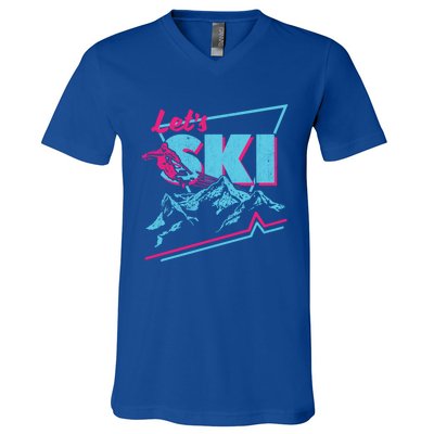 Vintage Ski Outfit 80s 90s Gift Retro Sports Crewneck Gift V-Neck T-Shirt