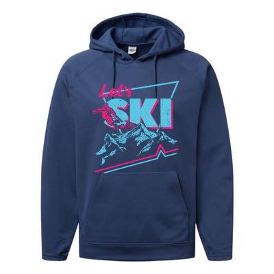 Vintage Ski Outfit 80s 90s Gift Retro Sports Crewneck Gift Performance Fleece Hoodie