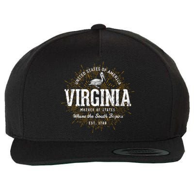 Vintage State Of Virginia Retro Great Gift Wool Snapback Cap