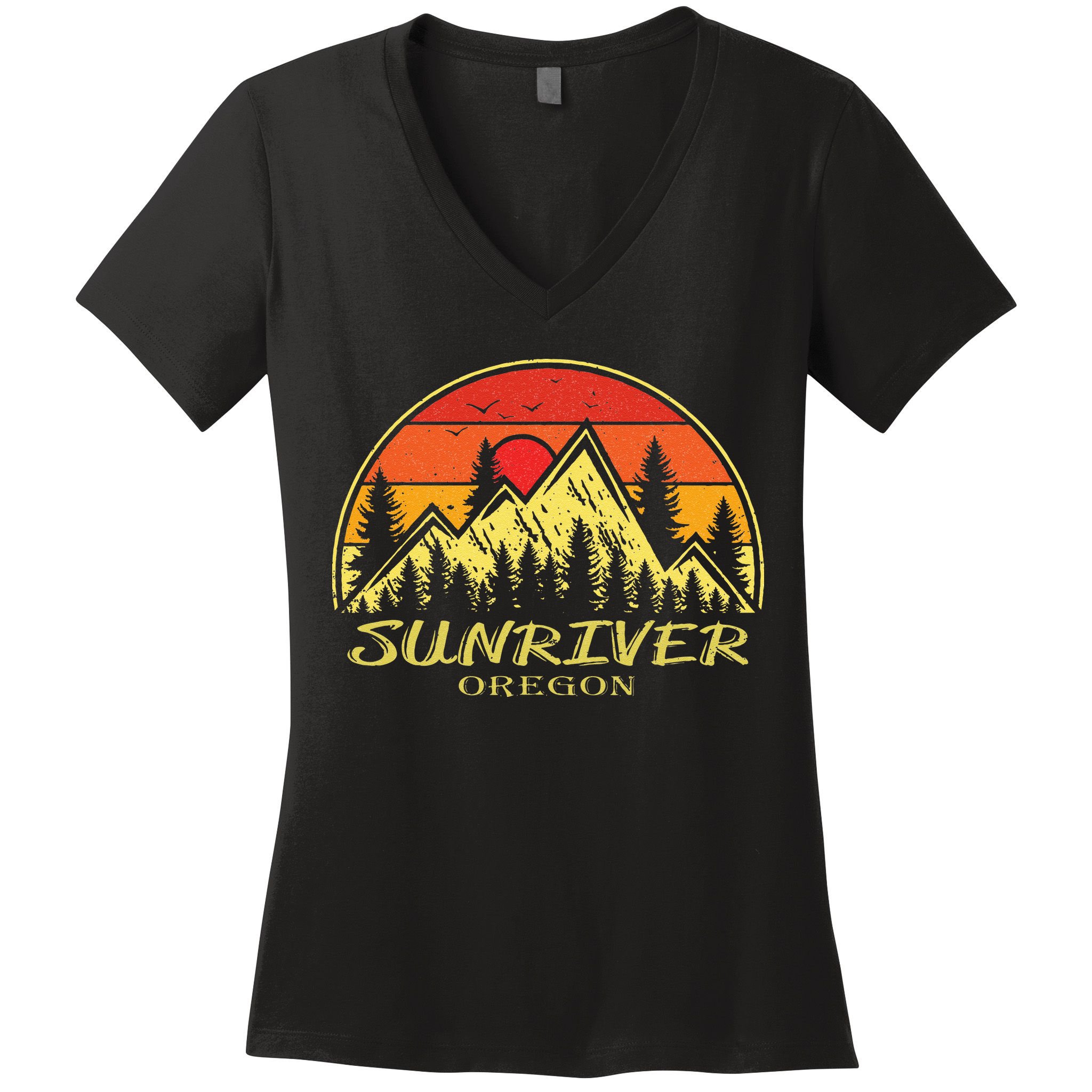 Vintage Sunriver Oregon OR Mountains Hike Hiking Souvenir Women's V-Neck T-Shirt