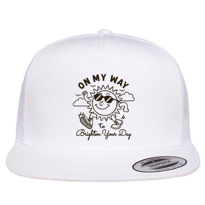 Vintage Sunshine On My Way To Brighten Your Day Funny Flat Bill Trucker Hat