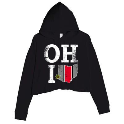 Vintage State Of Ohio Crop Fleece Hoodie