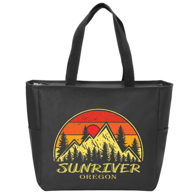 Vintage Sunriver Oregon OR Mountains Hike Hiking Souvenir Zip Tote Bag