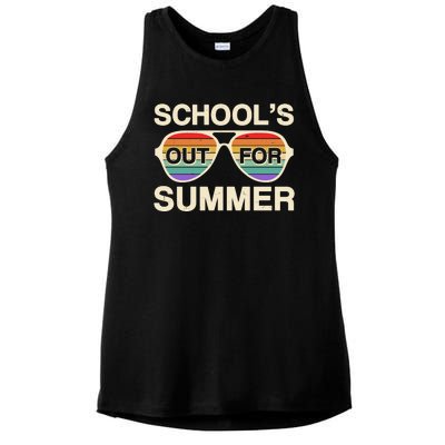 Vintage School's Out For Summer Retro Sunglasses Ladies PosiCharge Tri-Blend Wicking Tank