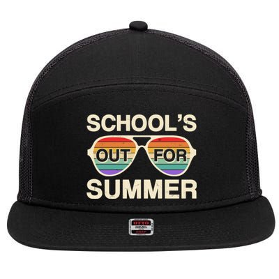 Vintage School's Out For Summer Retro Sunglasses 7 Panel Mesh Trucker Snapback Hat