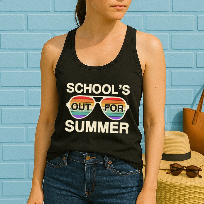 Vintage School's Out For Summer Retro Sunglasses Womens Tank Top