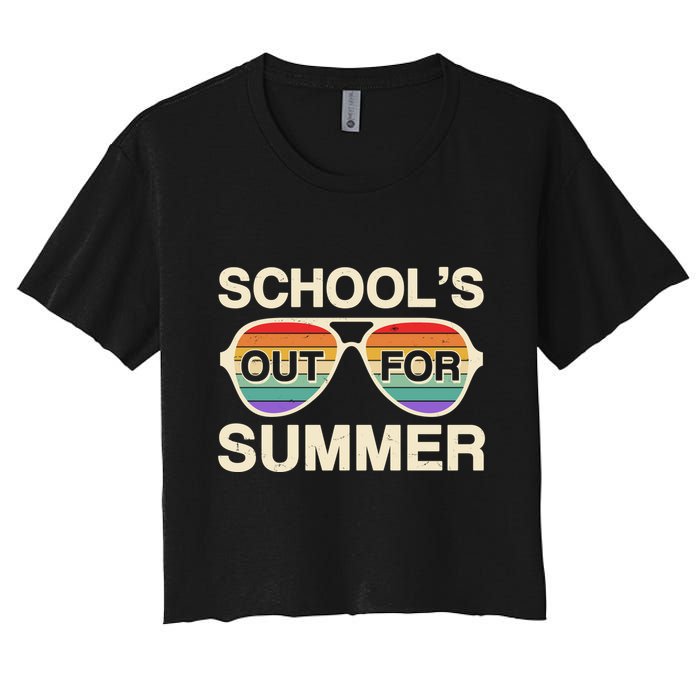 Vintage School's Out For Summer Retro Sunglasses Crop Top