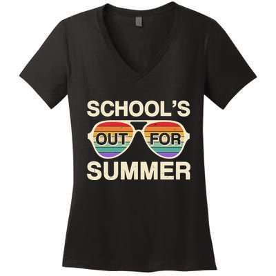 Vintage School's Out For Summer Retro Sunglasses Women's V-Neck T-Shirt