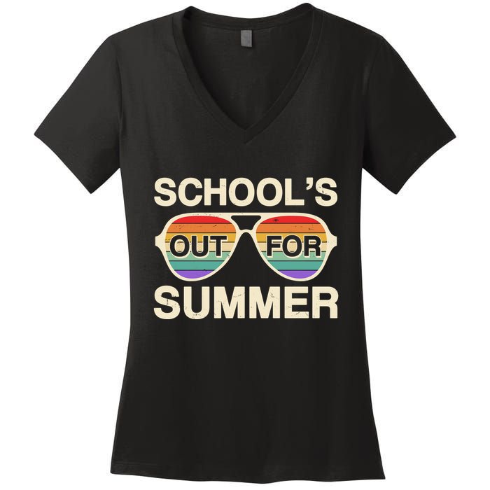 Vintage School's Out For Summer Retro Sunglasses Women's V-Neck T-Shirt
