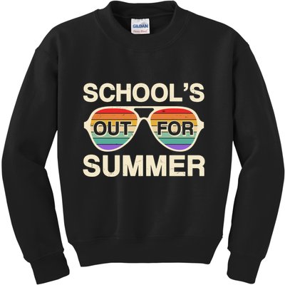 Vintage School's Out For Summer Retro Sunglasses Kids Sweatshirt