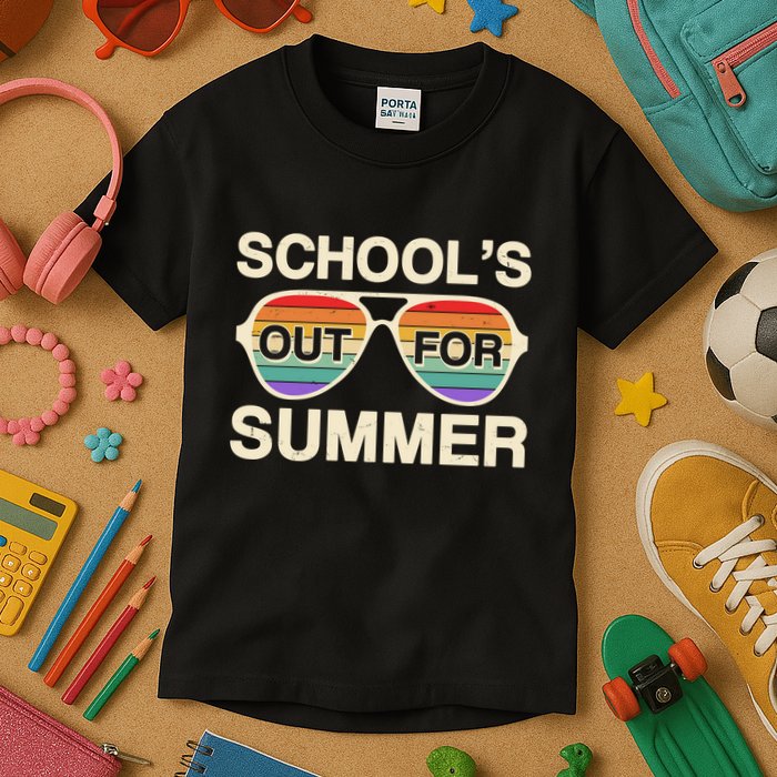 Vintage School's Out For Summer Retro Sunglasses Kids T-Shirt