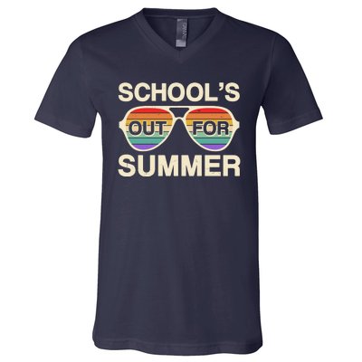 Vintage School's Out For Summer Retro Sunglasses V-Neck T-Shirt