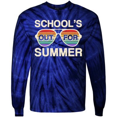 Vintage School's Out For Summer Retro Sunglasses Tie-Dye Long Sleeve Shirt