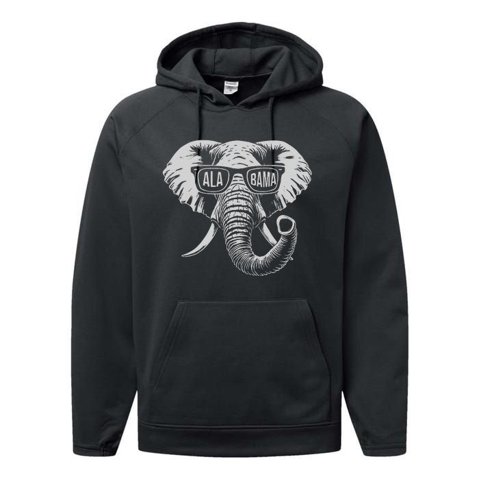 Vintage State Of Alabama Elephant Lovers Gift Performance Fleece Hoodie