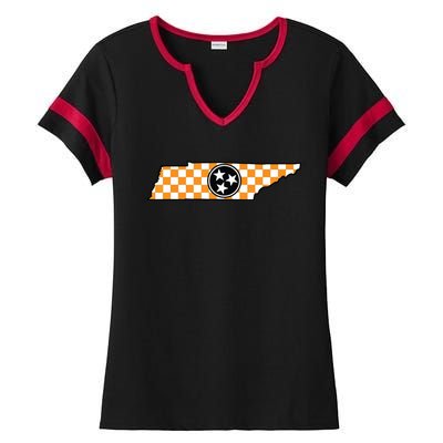 Volunteer State Orangewhite Checkerboard Tristar Tennessee Ladies Halftime Notch Neck Tee