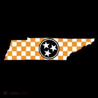 Volunteer State Orangewhite Checkerboard Tristar Tennessee Flat Bill Trucker Hat