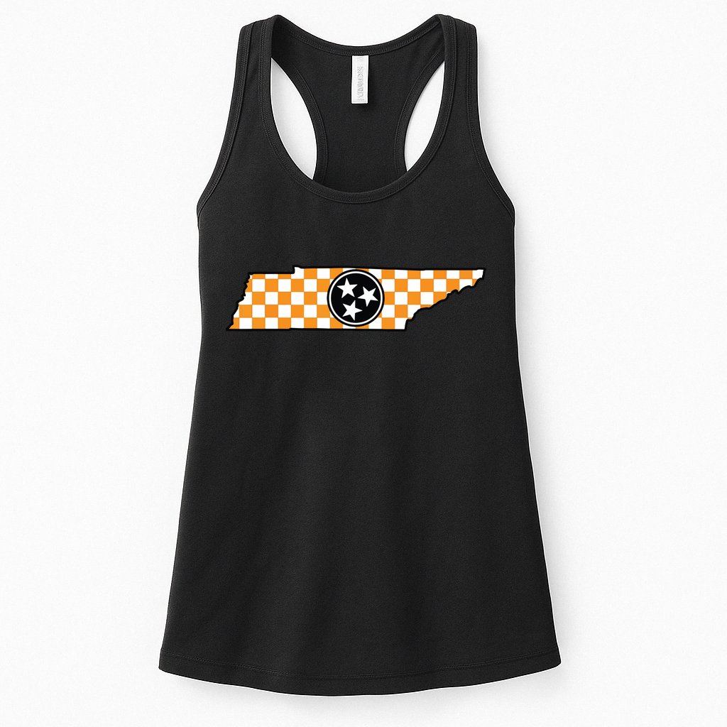 Volunteer State Orangewhite Checkerboard Tristar Tennessee Womens Tank Top