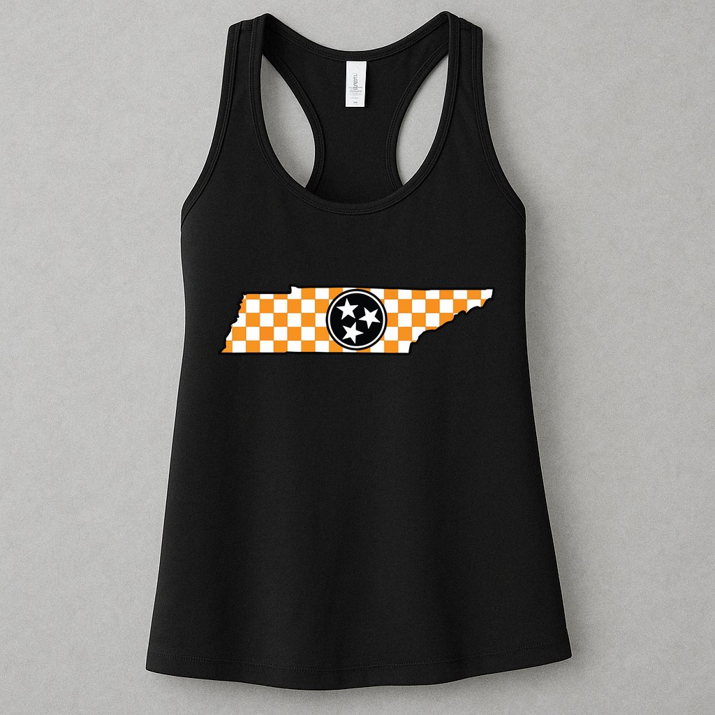 Volunteer State Orangewhite Checkerboard Tristar Tennessee Womens Tank Top