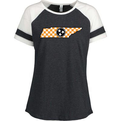 Volunteer State Orangewhite Checkerboard Tristar Tennessee Enza Ladies Jersey Colorblock Tee