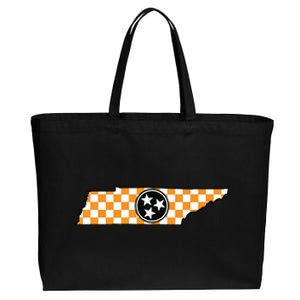 Volunteer State Orangewhite Checkerboard Tristar Tennessee Cotton Canvas Jumbo Tote