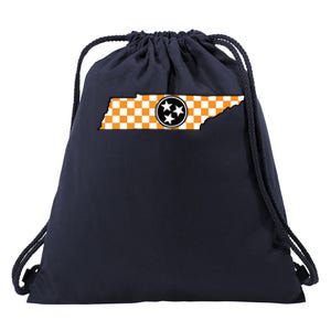 Volunteer State Orangewhite Checkerboard Tristar Tennessee Drawstring Bag