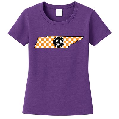 Volunteer State Orangewhite Checkerboard Tristar Tennessee Womens T-Shirt