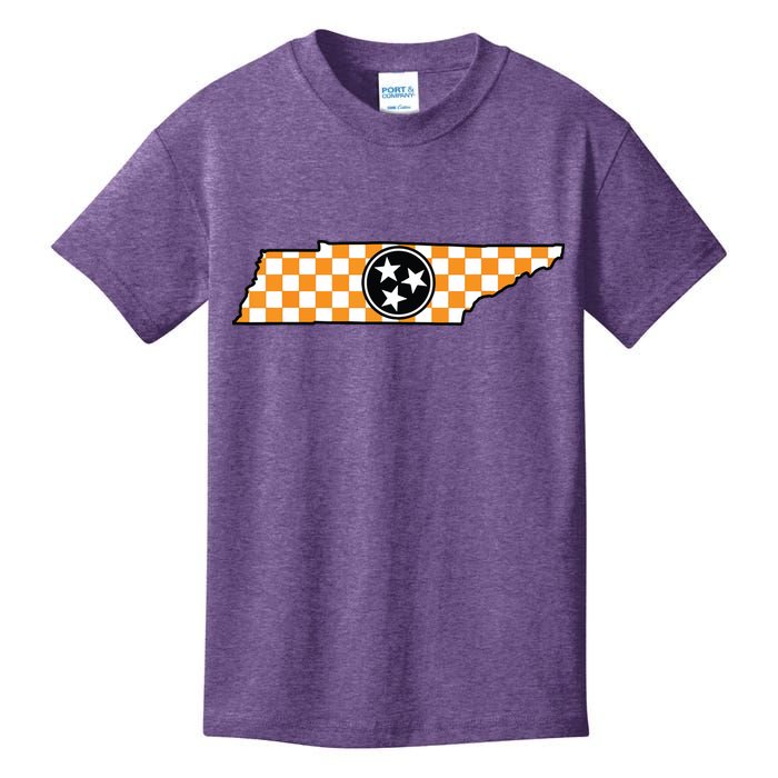 Volunteer State Orangewhite Checkerboard Tristar Tennessee Kids T-Shirt
