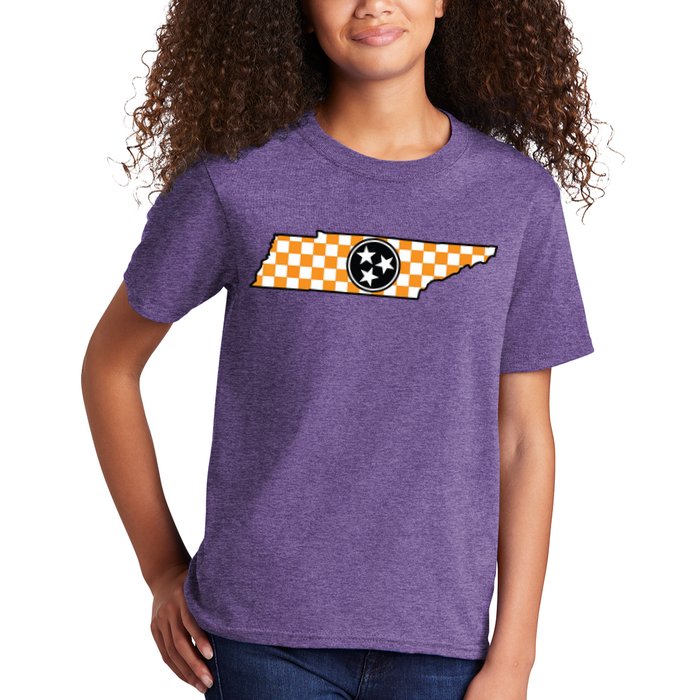 Volunteer State Orangewhite Checkerboard Tristar Tennessee Kids T-Shirt