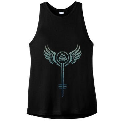 Valkyrie Symbol Odin Valknut Shieldmaiden Viking Warrior Ladies PosiCharge Tri-Blend Wicking Tank