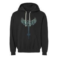 Valkyrie Symbol Odin Valknut Shieldmaiden Viking Warrior Garment-Dyed Fleece Hoodie
