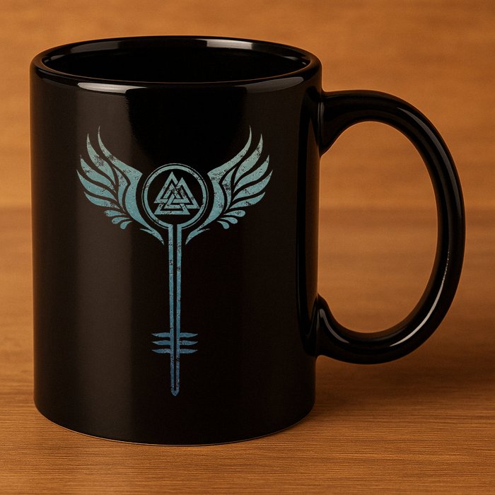 Valkyrie Symbol Odin Valknut Shieldmaiden Viking Warrior 11oz C Handle Ceramic Mug