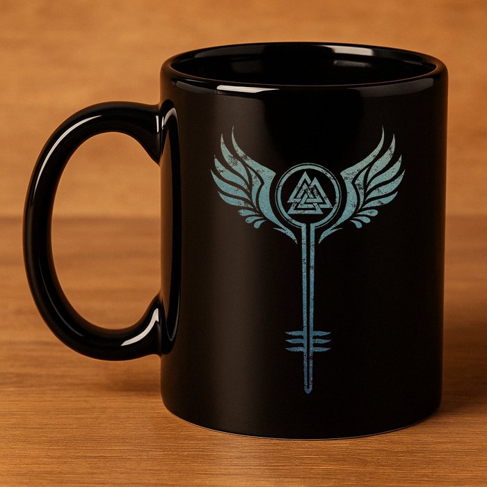 Valkyrie Symbol Odin Valknut Shieldmaiden Viking Warrior 11oz C Handle Ceramic Mug