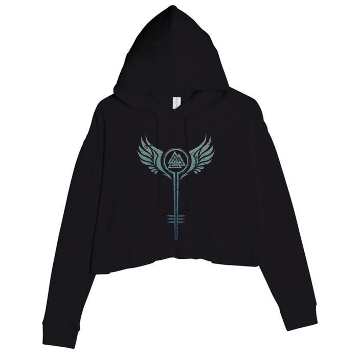 Valkyrie Symbol Odin Valknut Shieldmaiden Viking Warrior Crop Fleece Hoodie