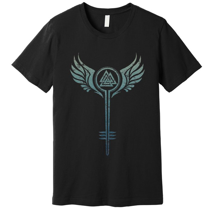 Valkyrie Symbol Odin Valknut Shieldmaiden Viking Warrior Premium T-Shirt