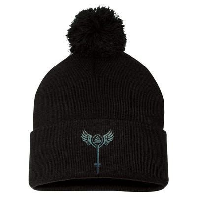 Valkyrie Symbol Odin Valknut Shieldmaiden Viking Warrior Pom Pom 12in Knit Beanie