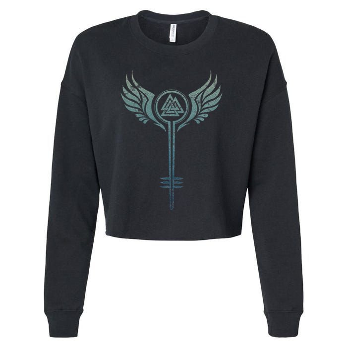 Valkyrie Symbol Odin Valknut Shieldmaiden Viking Warrior Cropped Pullover Crew